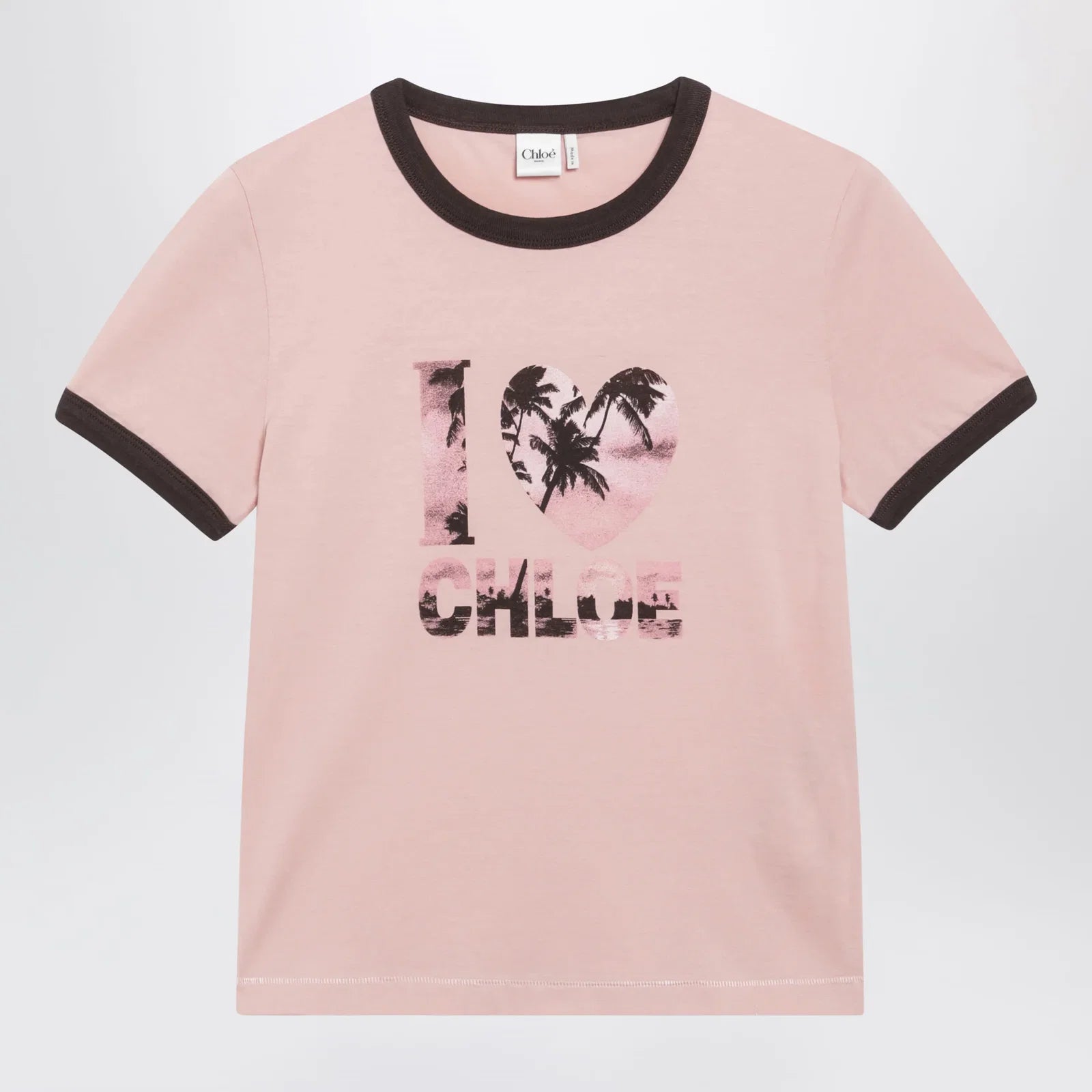 Chloé Pink Cotton T-Shirt with Logo Print