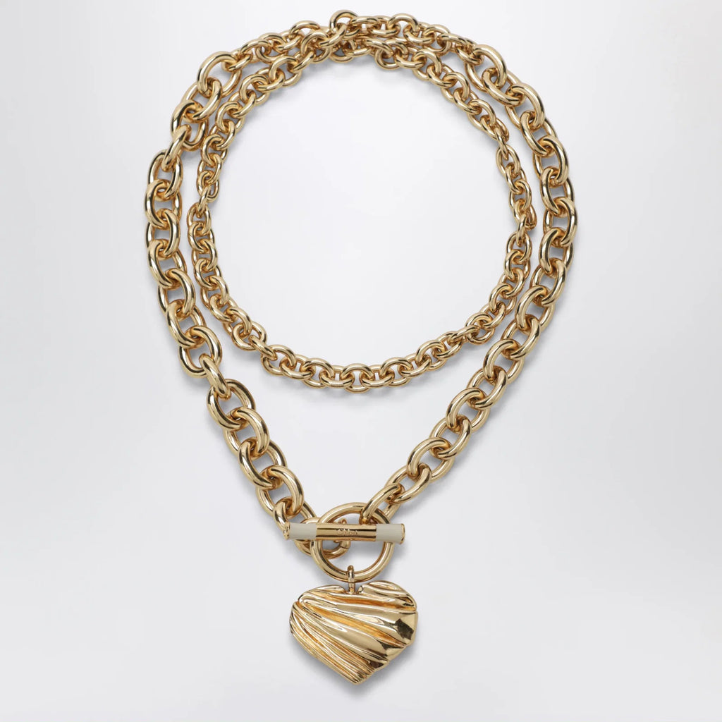 Chloé Gold/Ivory heart chain necklace
