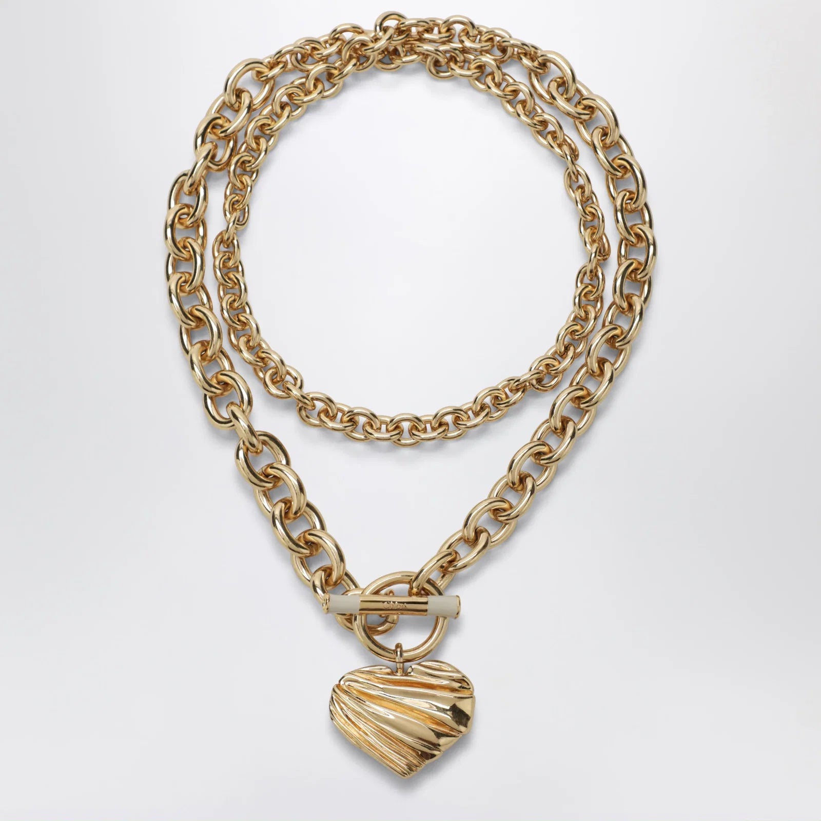 Chloé Gold/Ivory heart chain necklace