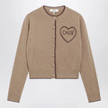 Chloé Light Brown Wool and Cashmere Logo Cardigan