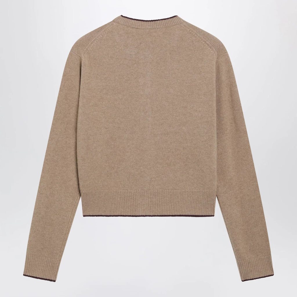 Chloé Light Brown Wool and Cashmere Logo Cardigan
