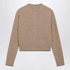 Chloé Light Brown Wool and Cashmere Logo Cardigan