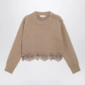Chloé Cropped turtleneck sweater in wool-cashmere Bleached brown