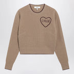Chloé Light Brown Wool and Cashmere Logo Sweater