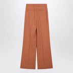 Chloé Burnt brown flared wool trousers
