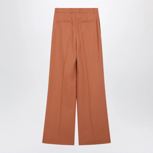 Chloé Burnt brown flared wool trousers