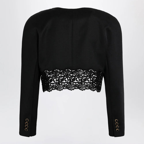 Chloé Black cropped jacket with openwork trim