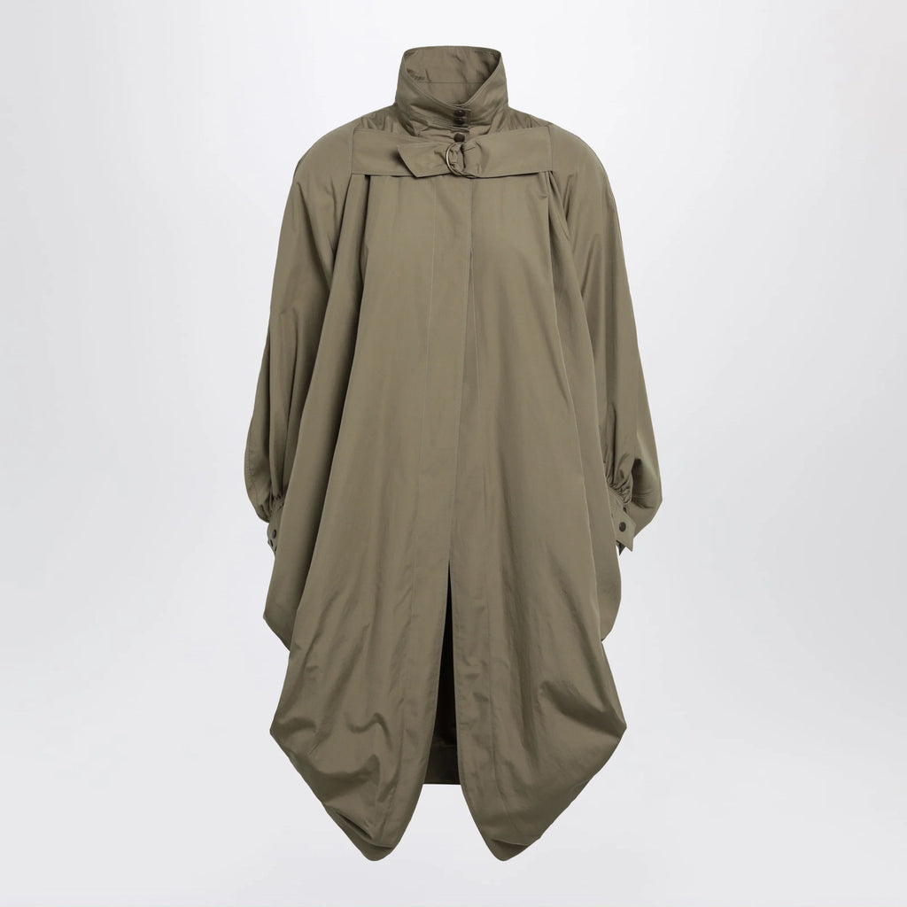 Chloé Oversized cape coat in olive green poplin
