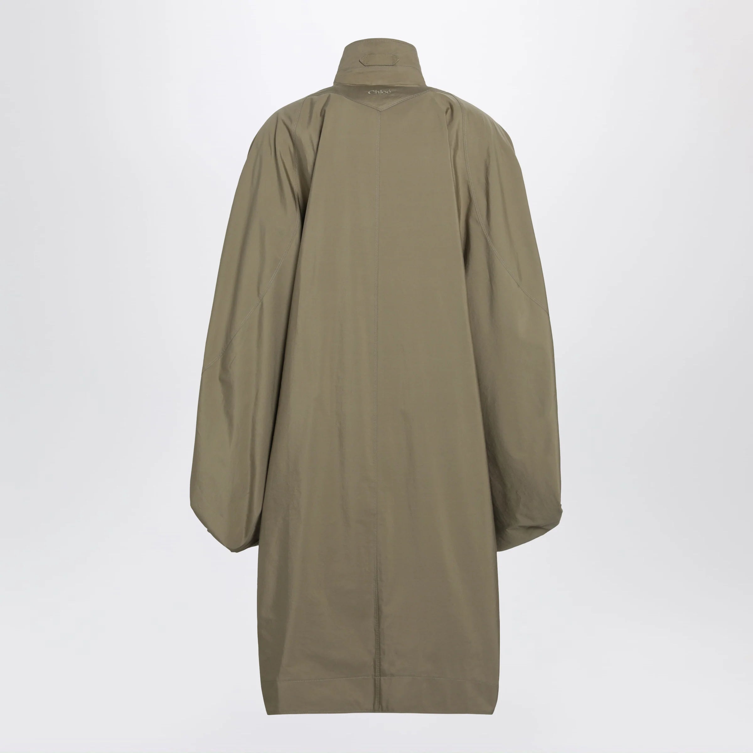 Chloé Oversized cape coat in olive green poplin