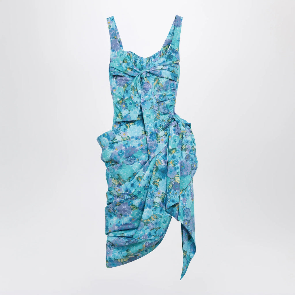 Chloé Sleeveless wrap bustier midi dress in cotton poplin