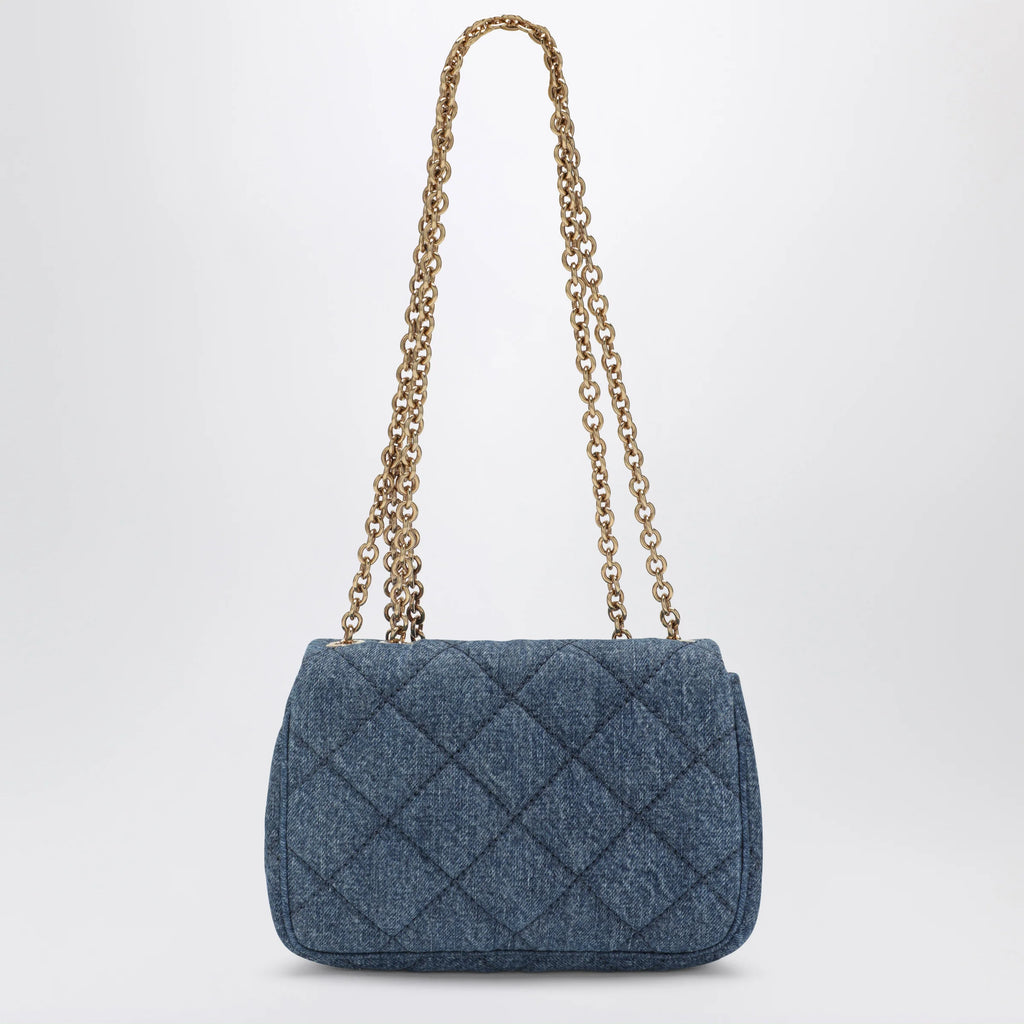 Chloé Heritage small quilted denim shoulder bag in blue