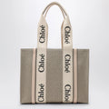 Chloé Medium Woody tote bag in beige canvas