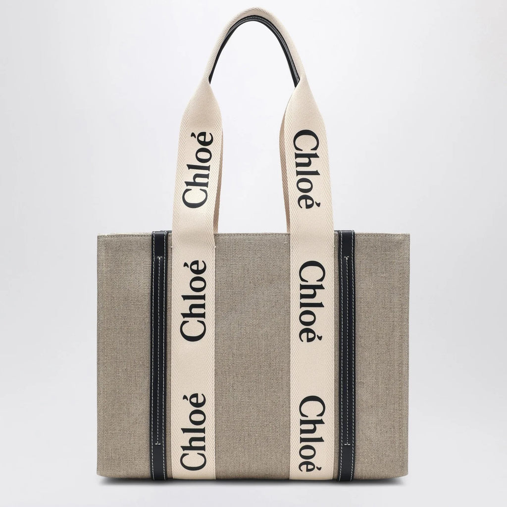 Chloé Medium Woody tote bag in beige canvas