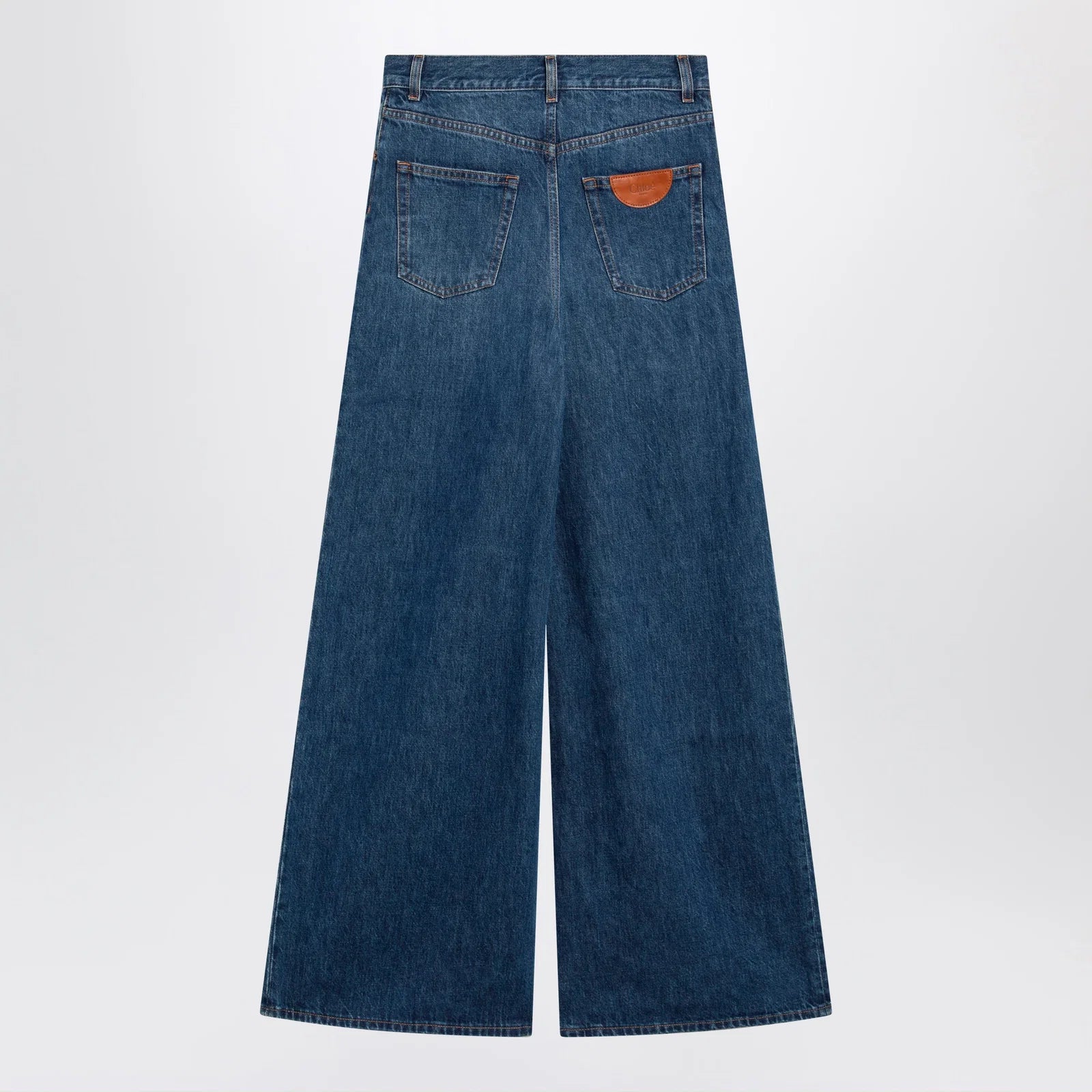Chloé flared jeans in washed midnight blue denim