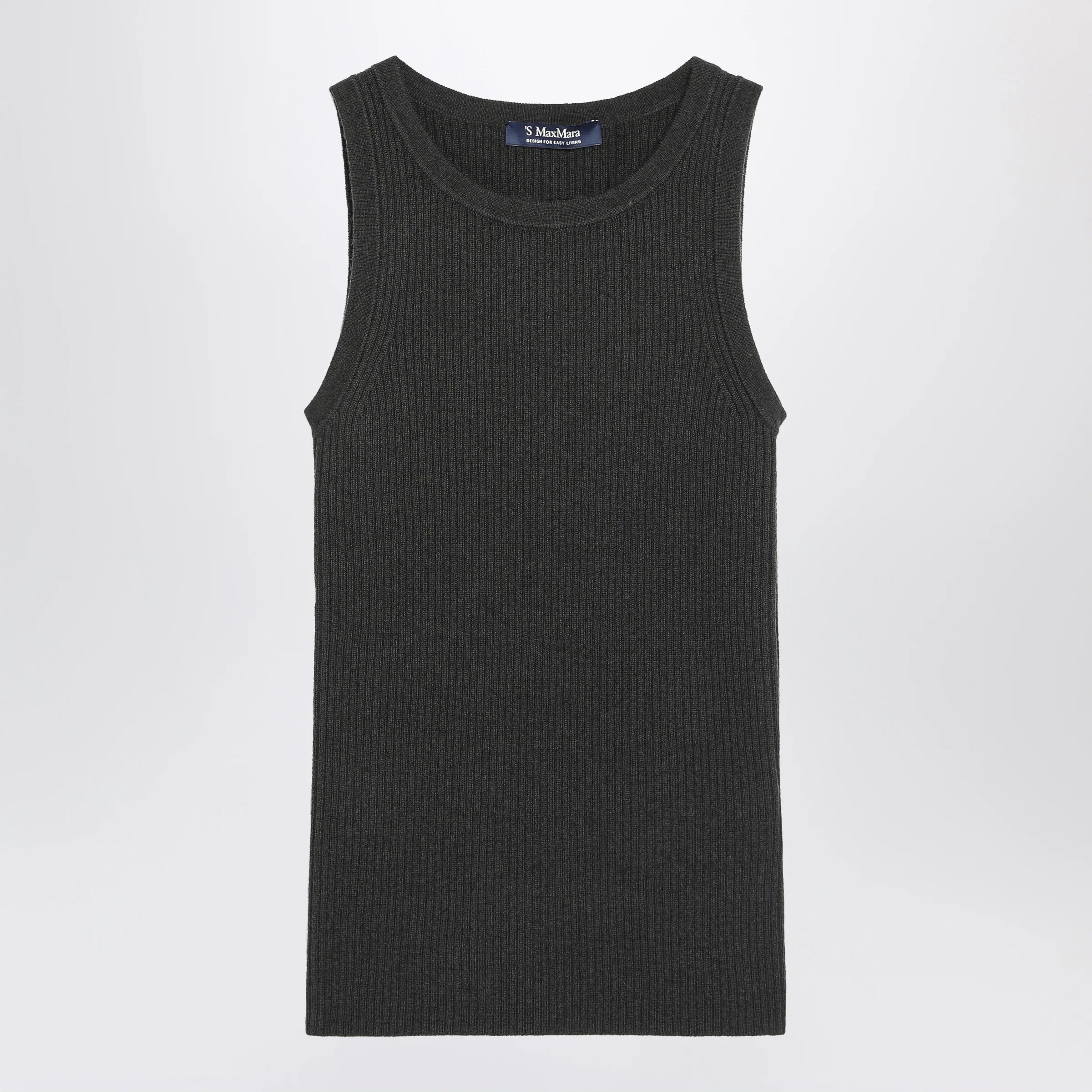 S Max Mara Green ribbed tank top in wool and cashmere