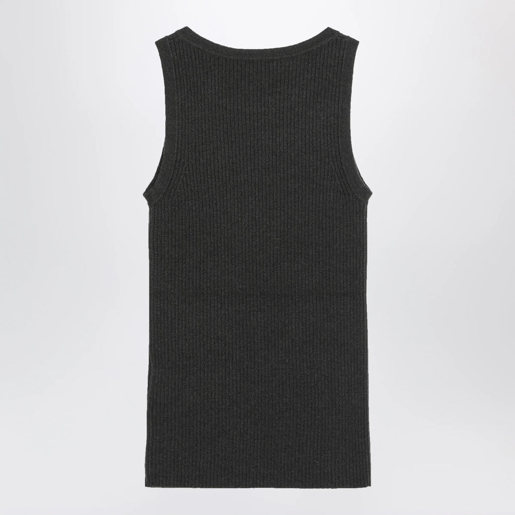 S Max Mara Green ribbed tank top in wool and cashmere
