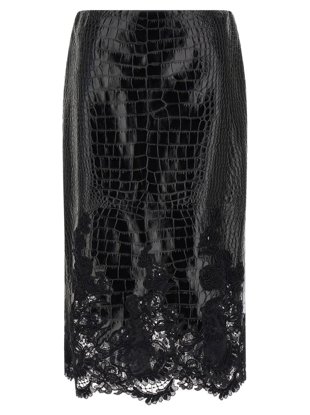 Ermanno Scervino Coconut Print Sheath Skirt With Lace