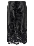 Ermanno Scervino Coconut Print Sheath Skirt With Lace