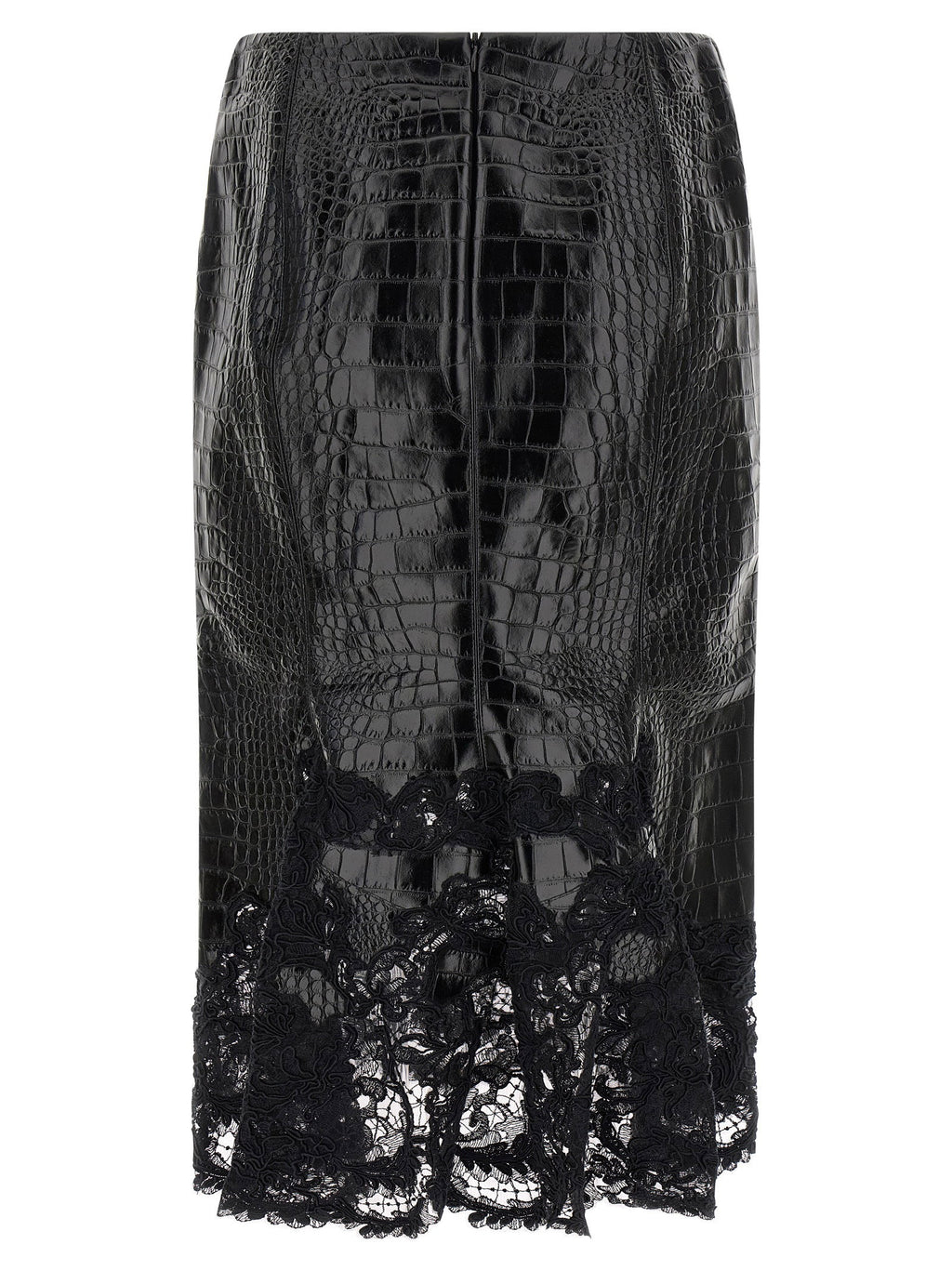 Ermanno Scervino Coconut Print Sheath Skirt With Lace