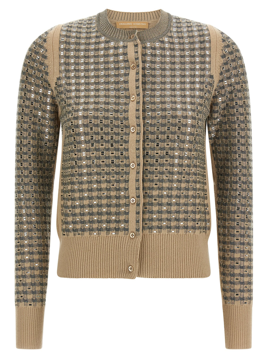 Ermanno Scervino Check Cardigan With Crystals