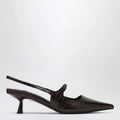 Jimmy Choo Didi 45 brown crocodile effect neckline