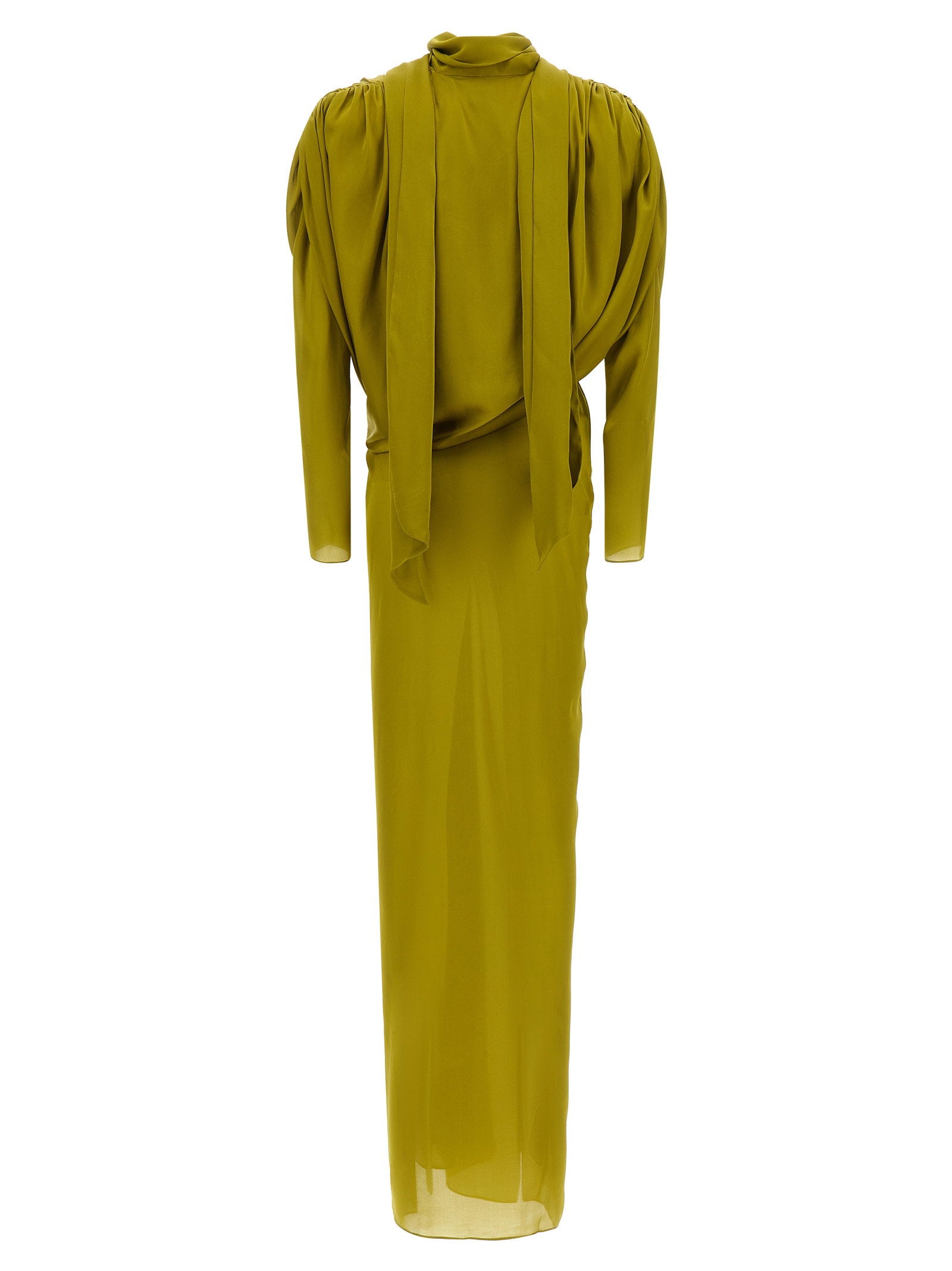 Balmain Draped Silk Dress With Knot