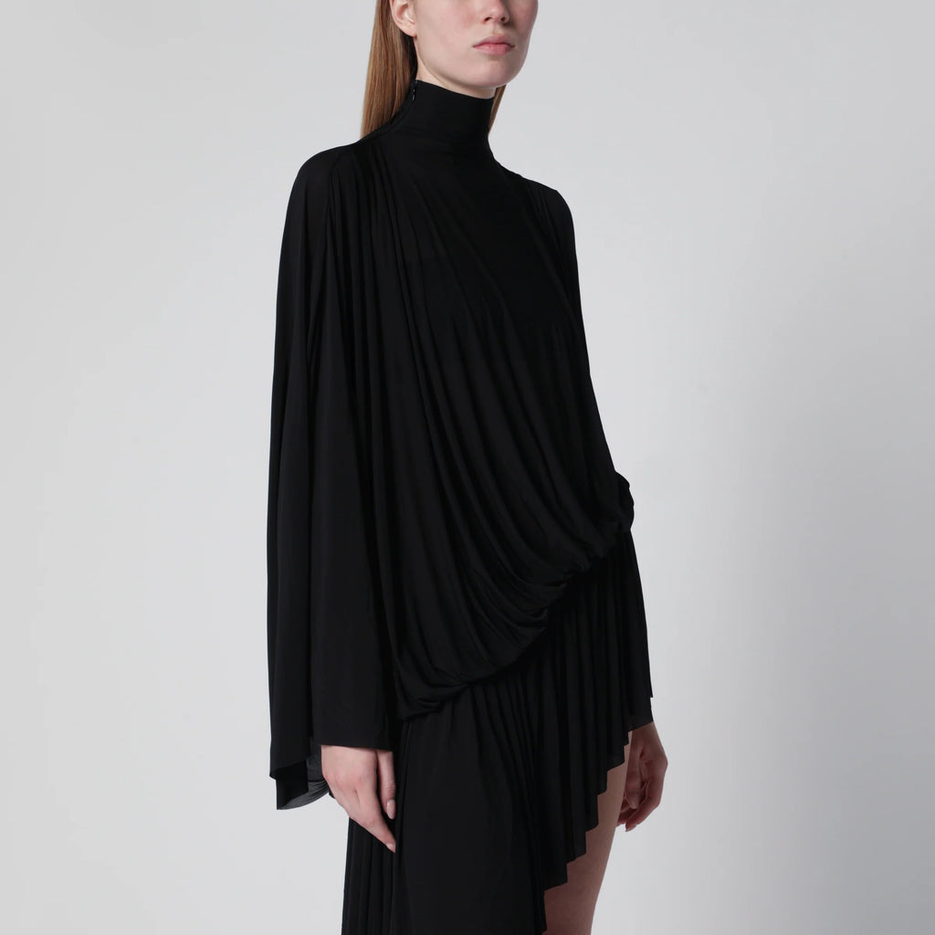 Francesco Murano Black asymmetric turtleneck dress