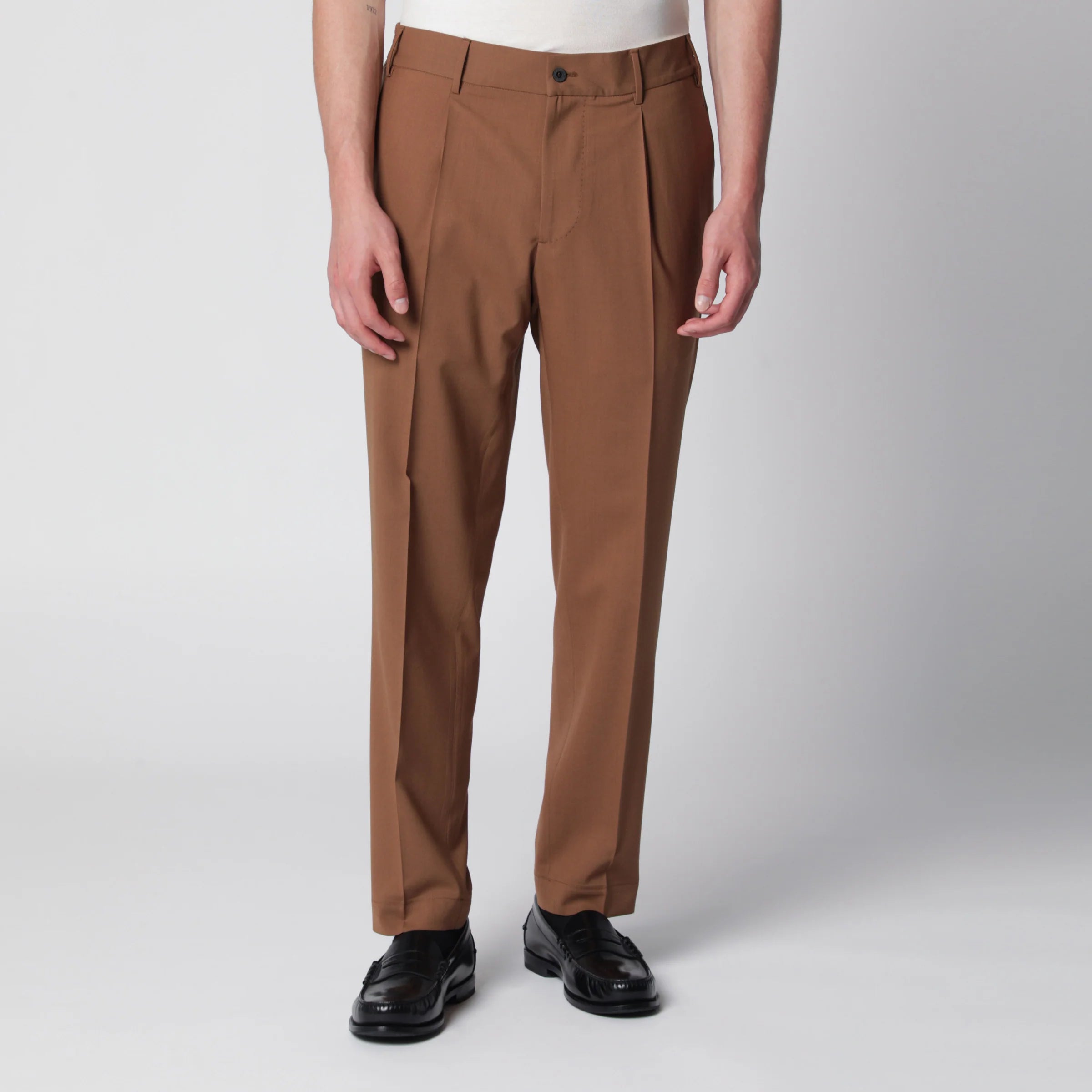 Santaniello Siena earth-colored trousers in wool blend
