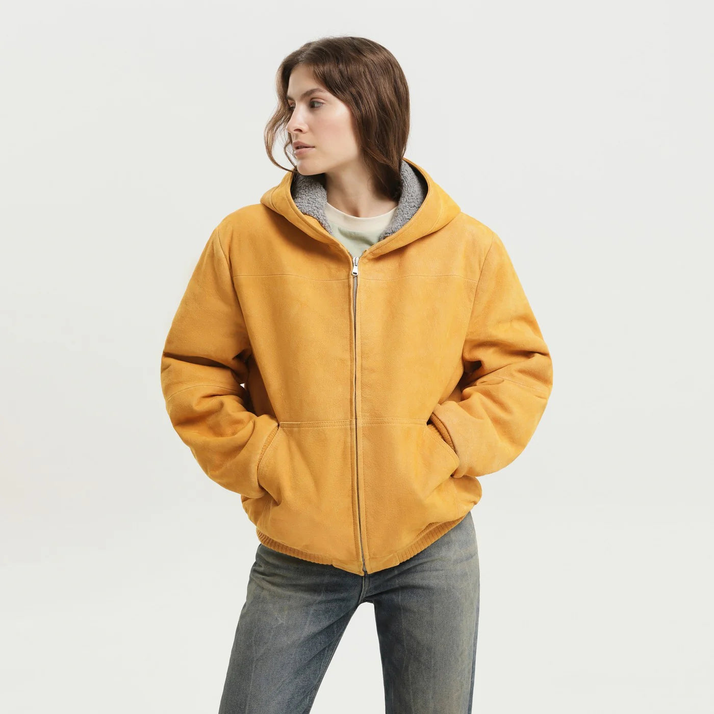 1989 STUDIO Yellow suede hoodie