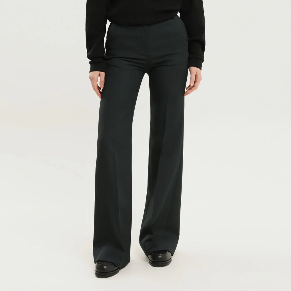 1989 STUDIO High-waisted dark green bell-bottom pants