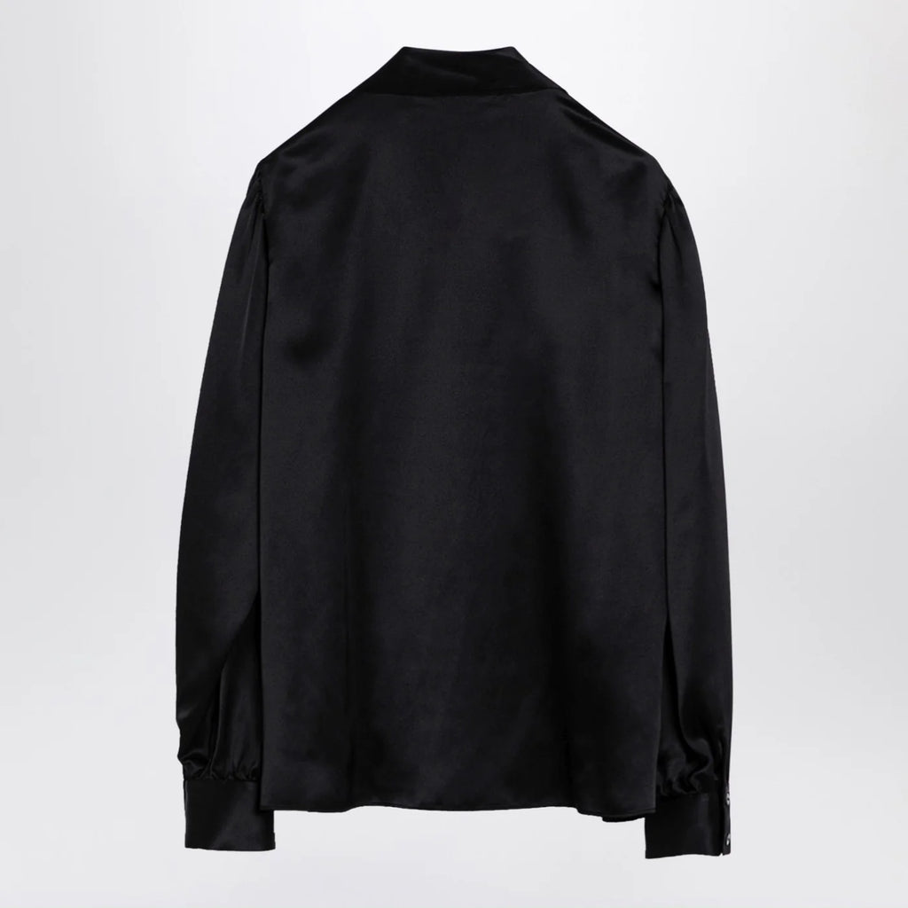 Alessandra Rich Black silk shirt with bow