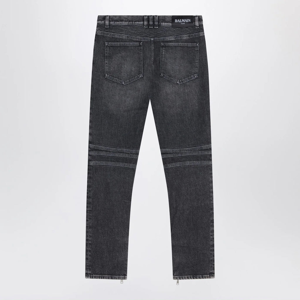 Balmain Grey washed slim biker jeans