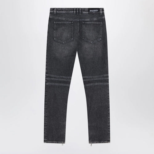 Balmain Grey washed slim biker jeans