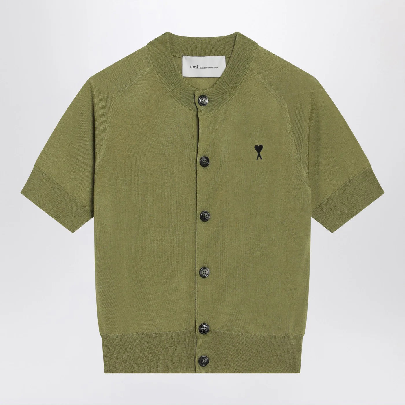 Ami Paris Matcha green Ami De Coeur wool cardigan