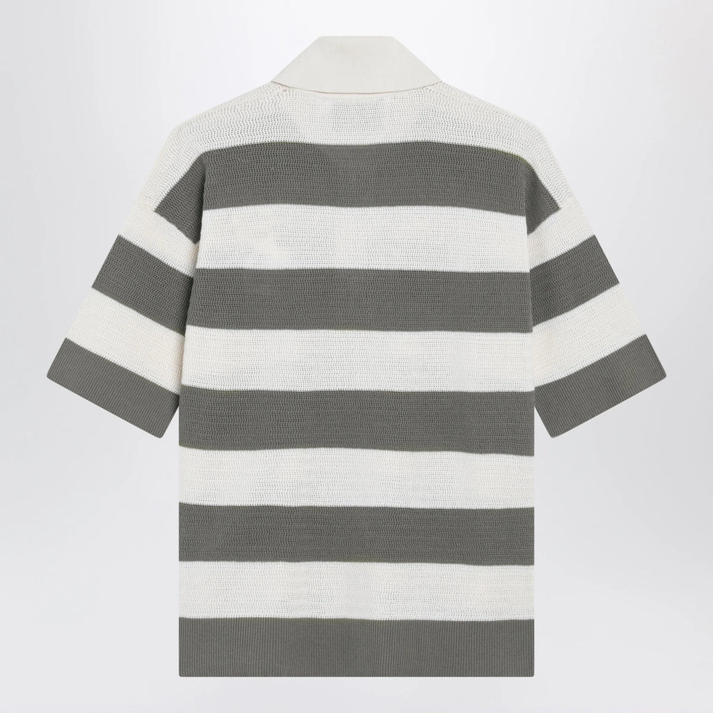 Ami Paris Ami de Coeur striped cotton knit polo shirt