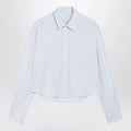 Ami Paris Blue/White Striped Ami de Cœur Cropped Shirt