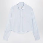 Ami Paris Blue/White Striped Ami de Cœur Cropped Shirt