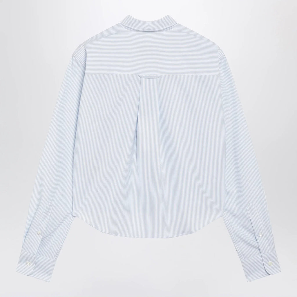 Ami Paris Blue/White Striped Ami de Cœur Cropped Shirt