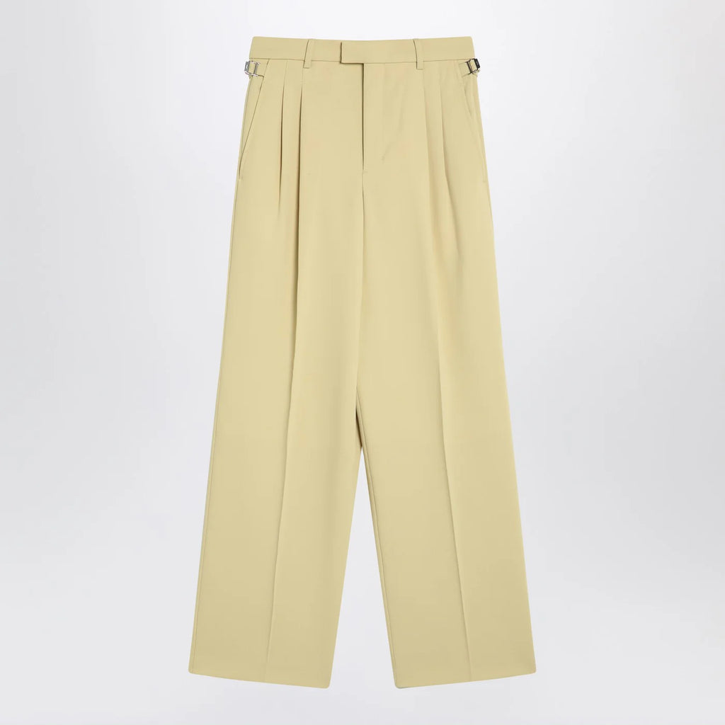 Ami Paris Wide lime-coloured wool trousers