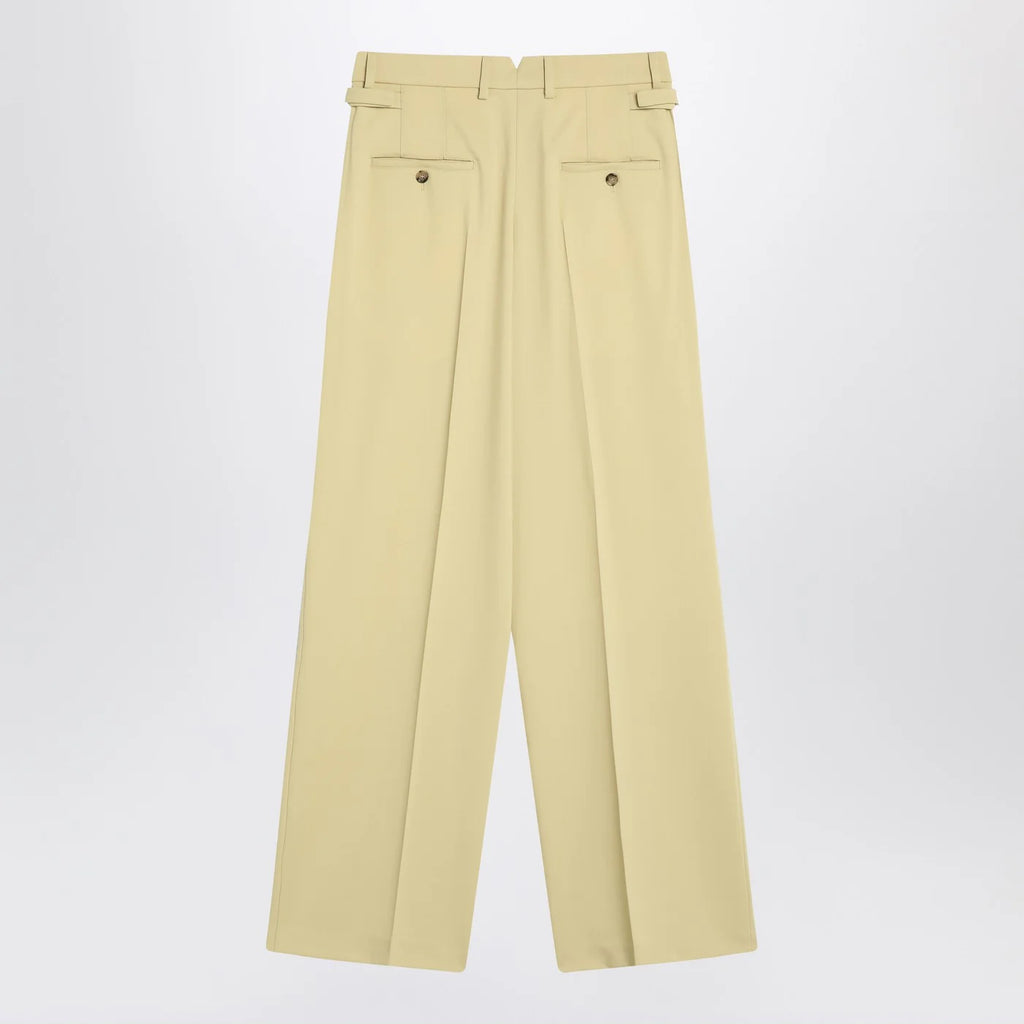 Ami Paris Wide lime-coloured wool trousers