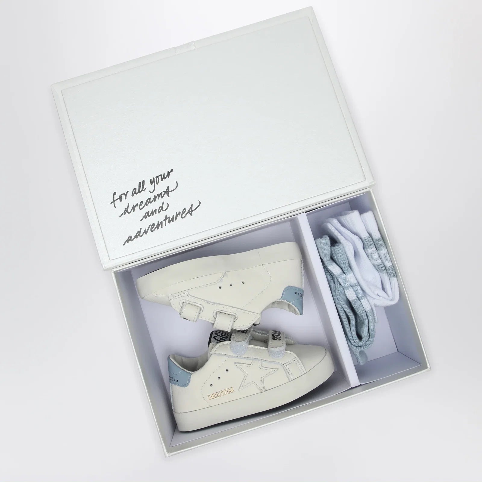 Golden Goose Set Sneakers Baby School white/pink with socks