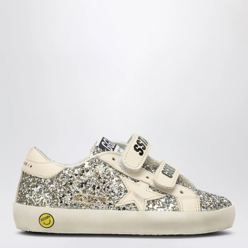 Golden Goose Old School Sneakers in platinum/cream glitter