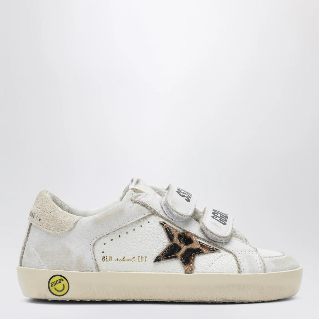 Golden Goose Old School Sneakers in white with leopard-print star