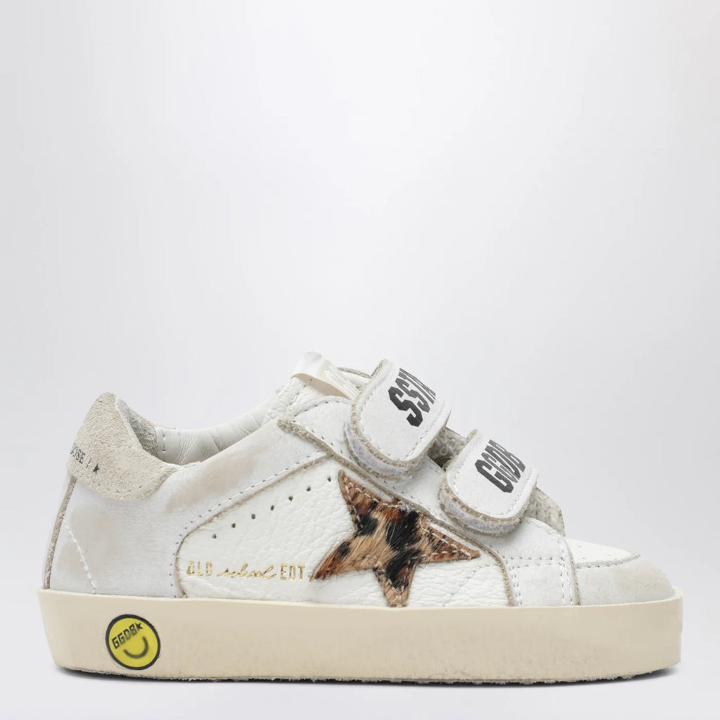 Golden Goose Old School Sneakers in white with leopard-print star