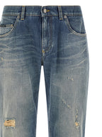 Dolce & Gabbana Destroyed Logo Plaque Jeans