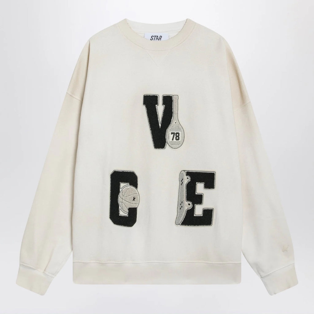 Golden Goose White crewneck sweatshirt with patches