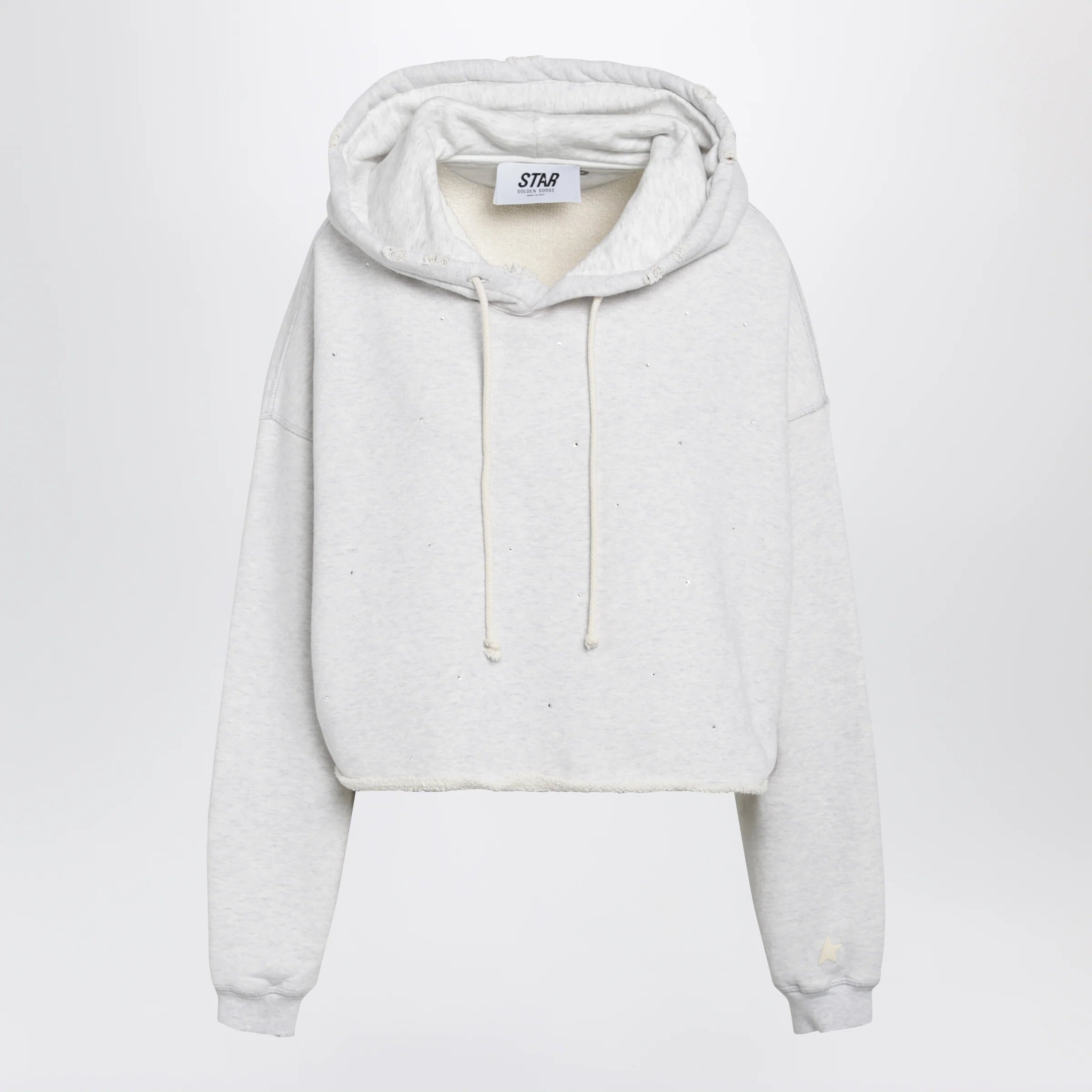 Golden Goose Star sweatshirt with crystal embroidery in grey cotton