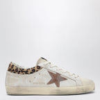 Golden Goose White and beige Super-Star sneakers with pony hair details