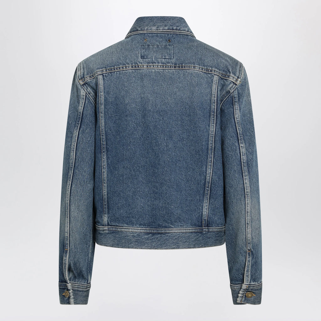 Golden Goose Blue denim jacket with classic collar and logo buttons