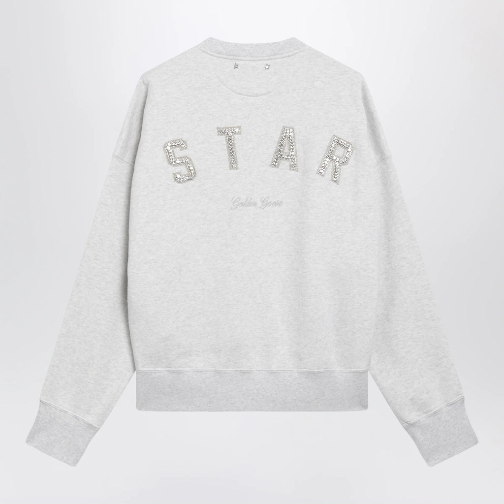 Golden Goose Women's Star cropped oversized cotton hoodie in grey